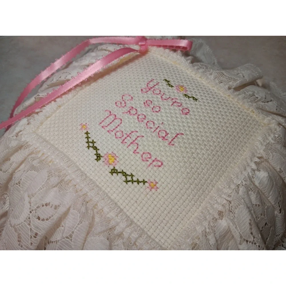 Country Cozy's Hanging Lace And Embroidered Pillow Mother's Day Gift Special Mom